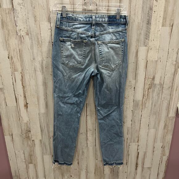 AMO Babe Sweet Cheeks Jeans Women's 27 Blue Raw Hem Button Fly Ankle Denim - Picture 6 of 9